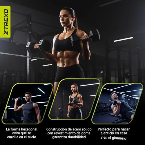 Halteres hexagonais duráveis de ferro fundido de 2,5 kg com revestimento de borracha para ginásio em casa, com pega ergonómica, halteres hexagonales estáveis e versáteis HXD25