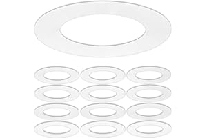 Lighting Labs 12 Pack Matte White Goof Trim Ring for 6" Inch Recessed Can Lighting Down Light, Outer Diameter 8 Inches, Inner