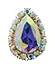 NYFASHION101 Women's Teardrop Stone Studs Fashion Stretch Ring, Aurora Borealis/Gold-Tone