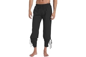 perdontoo Men's Ankle Banded Cuff Renaissance Pants Medieval Viking Navigator Trousers Pirate Cosplay Costume