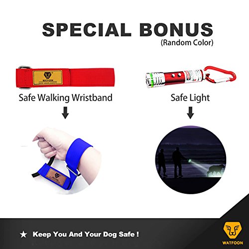 WATFOON 6ft 13mm Giant Chain Leash for Heavy Duty Dogs with Comfy Padded Handle (6.0FT) with 2 FREE Gifts: LED Dog Safelight & Dog Safe Walking Wristband (Black Handle)