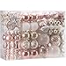 Sea Team 108-Pack Assorted Shatterproof Christmas Ball Ornaments Set Decorative Baubles Pendants with Reusable Hand-held Gift Package for Xmas Tree (Rose Gold)
