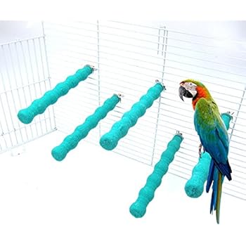 Alfie Pet - Gene Sand Covered Perch 5-Piece Set for Birds - Color: Green, Size: Medium
