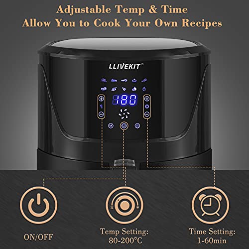 LLIVEKIT 10In1 Air Fryer Large Family Size 7 Quart Hot Air Fryer Oil