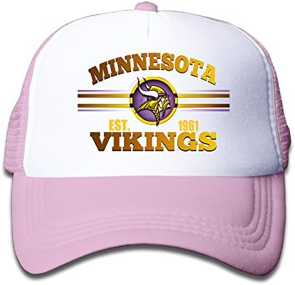 LINNA Kids Boy's & Girl's Minnesota Sport Football Logo Cotton Hats Baseball Caps For Outdoor Sports Pink.