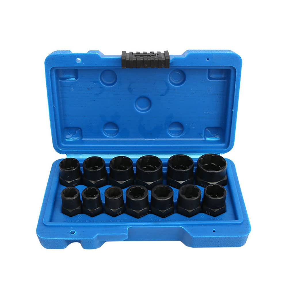 CENPEK 13Pcs Twist Socket Set,3/8" Drive Damaged Bolt Remover, Grip Nut Extractor Socket Sets for The Removal of Locking Wheel Nuts