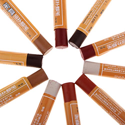 Prettyia 10Pcs Furniture Repair Crayons Wood Markers Wax Sticks for Stains, Scratches, Wood Floors, Tables, Desks, Carpenters, Bedposts, Touch Ups, Cover Ups - Thumbnail 3