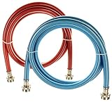 Triple Layer Stainless Steel Washing Machine Hoses, 6 Ft Burst Proof (2 Pack) Red and Blue Color Coded Water Connection Supply Lines