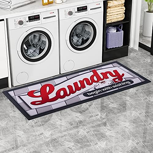 MaxRugrs Laundry Room Rug 5mm Thick Rubber Runner Floor Mats Non Slip