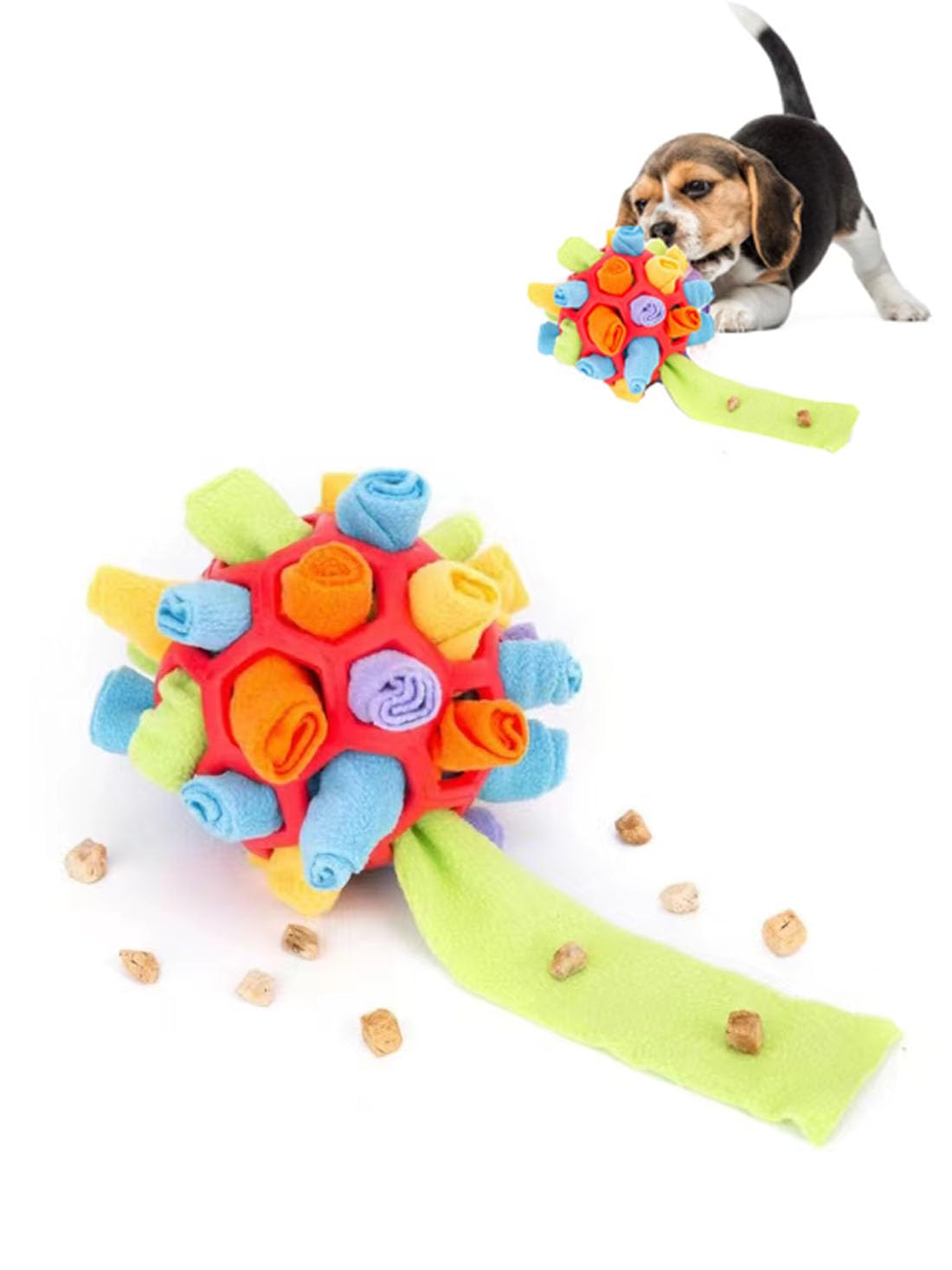 BAYINSHIDM Dog Snuffle Ball Enrichment Game Feeding Mat Slow Feeder Stress Relief Toy Dog Brain Stimulating Toys for Intellectual Training (Red)