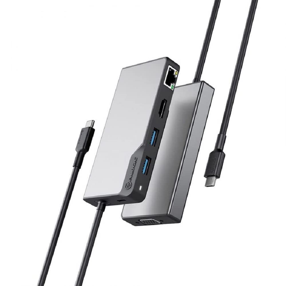 ALOGIC USB-C Fusion MAX 6-in-1 Hub V2-2 x USB-A (5G), 1 x USB-C (5G & 100W PD), HDMI (4K@60Hz), VGA and RJ45 Gigabit Ethernet