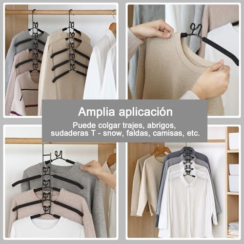 LUKANATO Ganchos para Ropa, 2 Piezas Ganchos para Pantalones Multicapa Desmontable, Perchas Plegables Multifuncionales para Jerseys, Camisas y Trajes