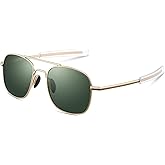 ACBLUCE Mens Aviator Sunglasses for Women 53mm TAC Polarized Lense Pilot Military Style Metal Frame with Bayonet Temples