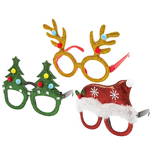 3Pack Christmas Glasses Novelty Party Eyeglasses, Xmas Holiday