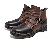 Minlaidian Men's British Retro Work Boots - Short Ankle Lace-Up with Zipper Closure, Round Toe & Chunky Sole for All-Season Casual Wear