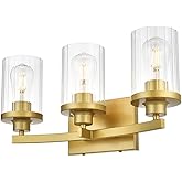 Living District Saanvi 3-Light Iron & Glass Bath Sconce in Brass/Clear