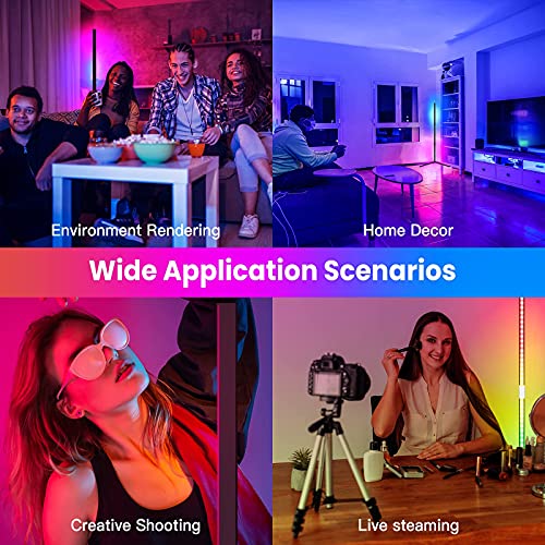 Uverbon Lámpara de Pie LED Regulable con Control Remoto, Ambiente Lámpara de Pie Que Cambia de Color Lámpara de Pie LED Lámpara RGB Para Sala de Estar Moderna con Decoración del Hogar