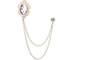 GUAFEIH Men's Gem Brooch Lapel Pin Badge Hanging Chains Collar Brooches Pin for Career Suit Tuxedo of Shirts Tie Hat Scarf for Boyfriend Father Birthday