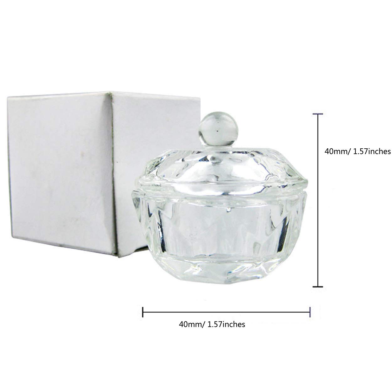 2Pcs Clear Nail Art Acrylic Liquid Powder Dappen Dish Bowl Glass Crystal Cup Glassware with Lid for Nail Art Manicure Care Tools: Beauty