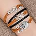 LovelyJewelry Braided Leather Wrap Bracelet Sideways Infinity Skull Music Note Girls Wristband Bracelets