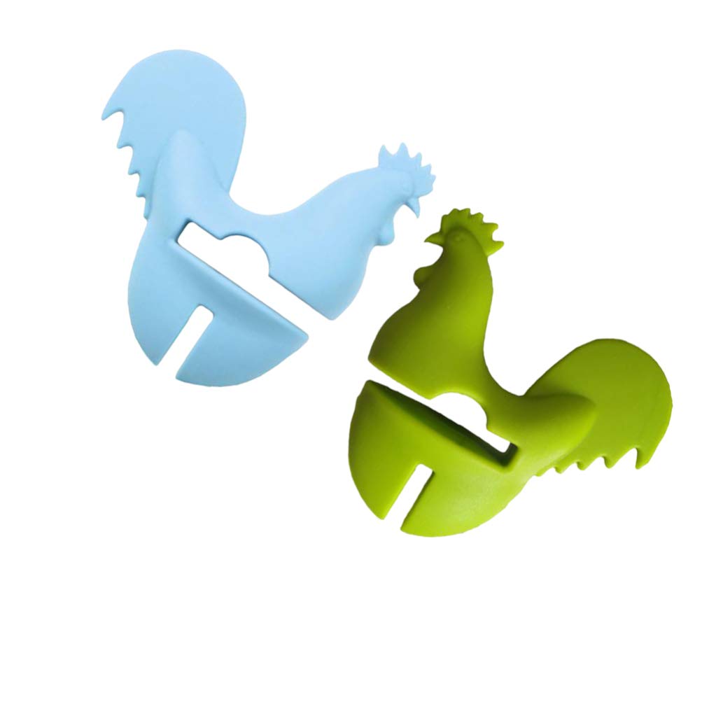 Luxshiny Pan Lid Holder Silicone Pot Clip Spoon Rest: 2pcs Pot Pan Spoon Side Holder Cooking Pot Overflow Stopper Chick Figurine Pot Pan Side Spoon Clamp Random Color Silicone Oven Mitts