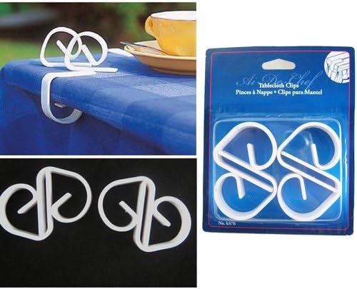 Symak K0476 4 Tablecloth Clips Plastic Table Cloth Clamps Cover Skirt Holder Party Picnic by ATB, White
