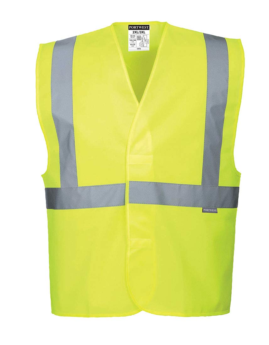 Portwest Hi-Vis One Band and Brace Vest, Size: XX/3X, Colour: Yellow, C472YERXX/3X