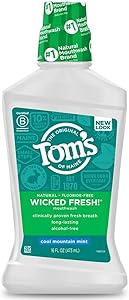 Tom's of Maine Natural Wicked Fresh! Alcohol-Free Mouthwash, Cool Mountain Mint, 16 oz. (Packaging May Vary)