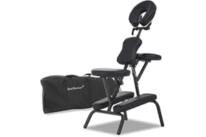 BestMassage Massage Chair Portable Massage Chairs Tattoo Spa, Height Adjustable Folding Leather Travel Salon Chair w/Free Carry Case (Black)
