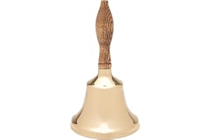 Bevin Bells Solid Brass Hand Bell | 6HB | New England Hardwood Handle | Elegant Hand Call Bell | Noise Makers | Loud Brass Bells | Easy to Grip Handle | Teacher Handheld Bell | Made in CT, USA