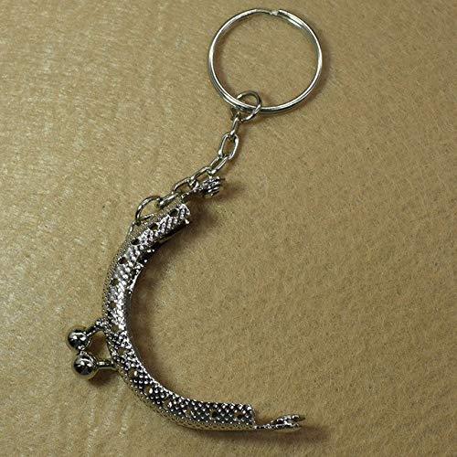 LySanSan - 5CM Metal Frame Handle Kiss Clasp Arch with Key Chain for Bag Handbag Purse Diy Metal Clasps Coin Purse Frames Handle