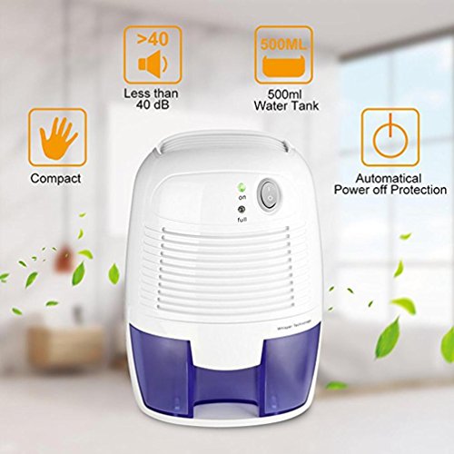 Electric Mini Dehumidifier, 2200 Cubic Feet, Compact and Portable for Damp Air, Mold, Moisture in Home, Kitchen, Bedroom, Basement, Caravan, Office, Garage (White) - Thumbnail 2