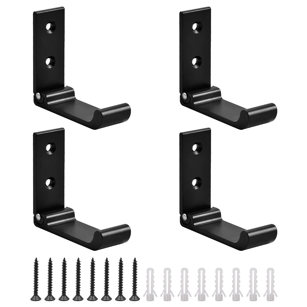 Hsthe Sea Pack of 4 Folding Hooks Wall Hooks Foldable Clothes Hooks Aluminium Alloy Headphone Wall Mount for Office Kitchen Coat Hat