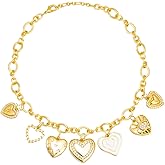 Ctarlitu Heart Necklaces For Women,18k Gold Charm Necklace Multiple Chunky Necklace Love Hearts Pendant Choker Necklace Women Jewelry Gifts