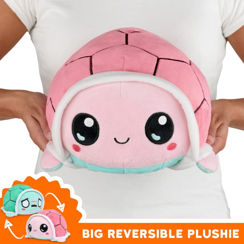 TeeTurtle - Original Reversible Big Turtle Plushie - Pink + Blue - Huggable and Soft Sensory Fidget Toy Stuffed Animals That Show Your Mood 8 inch