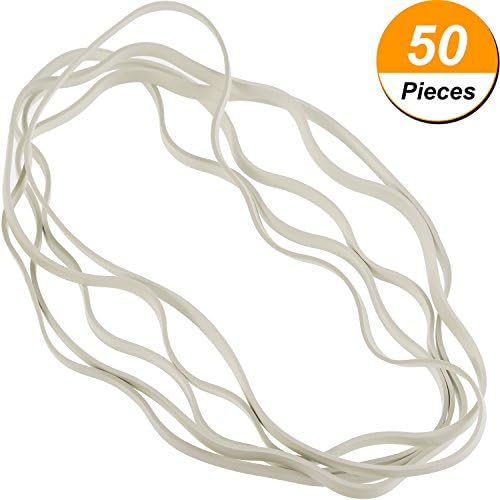 Chuangchou 50 Pieces Large Rubber Bands Trash Can Band Set Elastic Bands for Office Supply, Trash Can, File Folders, Cat Litter Box (White)