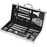 INTEY Barbecue BBQ Tools Set, 18 Pieces Grill Tools Set, Stainless Steel Utensils Accessories Kit Aluminum Case For Outdoor Camping Picnic