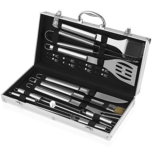 INTEY Barbecue BBQ Tools Set, 18 Pieces Grill Tools Set, Stainless Steel Utensils Accessories Kit Aluminum Case For Outdoor Camping Picnic