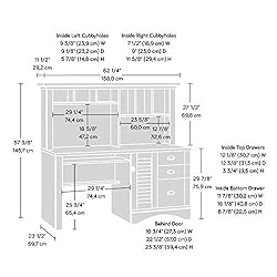 Sauder Harbor View Computer Desk with Hutch, Salt