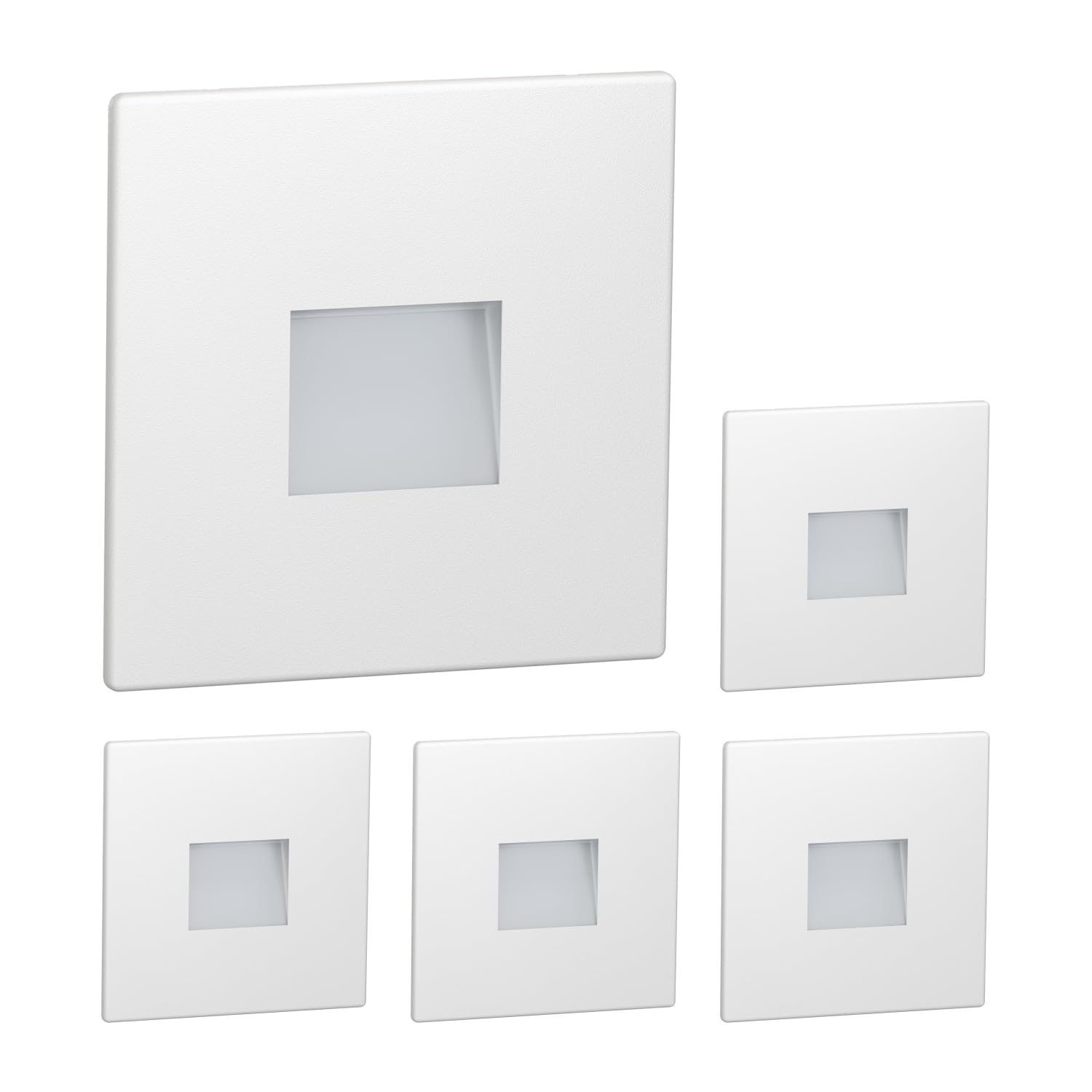ledscom.de 5 LED Staircase Light/recessed wall Light FOW for Indoors and Outdoors, Downlight, Angular, 85 x 85mm, Warm White