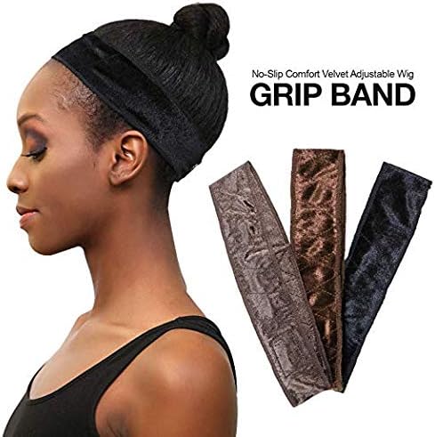 No-slip Comfort Velvet Adjustable Wig Grip Band Flexible Scarf Hair Headband For Women (Black)