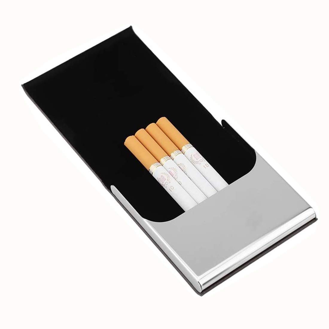 Portable Cigarette Case Ultrathin Pocket Carrying Cigarette Box Holder PU Leather Metal Frame 10 Regular Size for Men Gift(Coffee)