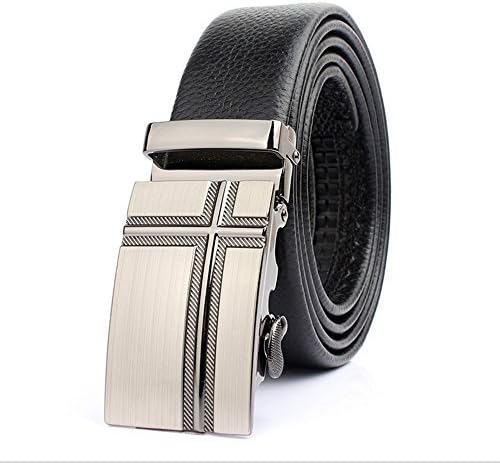 YJSPORTS Men 's Belts Are Automatically Cut With The First Layer Of Leather Belt (Black)