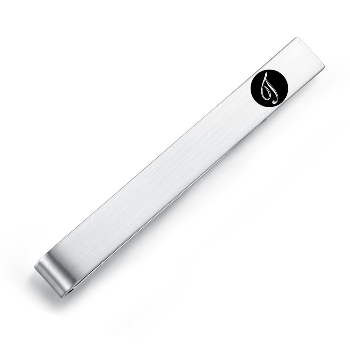 Honey Bear Mens Initial Alphabet Letter Tie Clip Bar - Normal Size Stainless Steel For Business Wedding Gift,5.4cm,Brushed Silver with Black A - Z (T)