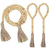 3 Pieces Wood Bead Garland Set Farmhouse Rustic