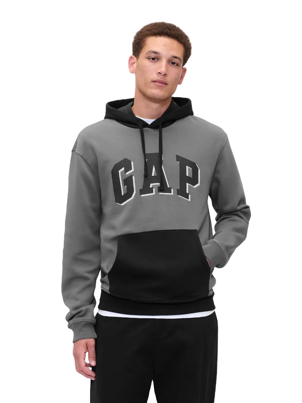 GAP Mens Heritage Logo Pullover Hoodie Shark Fin M Image