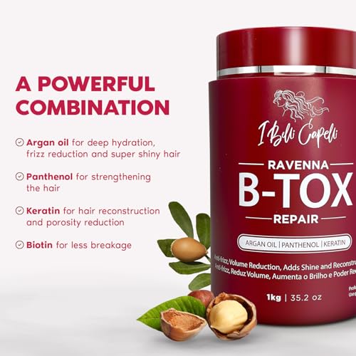 I Belli Capelli Ravenna Repair Hair Treatment - Formaldehyde-Free, Long-Lasting Anti-Frizz, Smoothing B-Tox Treatment for Hair, 35.2 oz (1 kg)