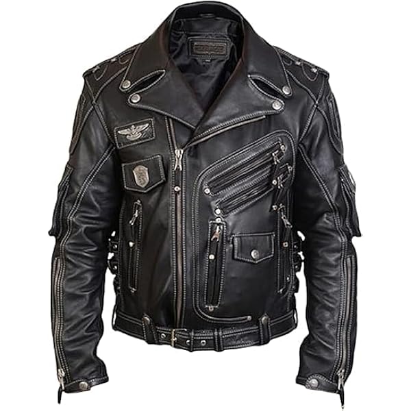 Men's Genuine Cowhide Top Grain Premium Heavyweight Biker Leather