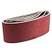 Jeteven 3-Inch X 18-Inch Sanding Belts Sander Tools for Wood Metal Working, Red, 60/80/120/240 Assorted Grits, 5 pack