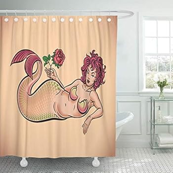 Amazon Com Emvency Fabric Shower Curtain Curtains With Hooks Navy